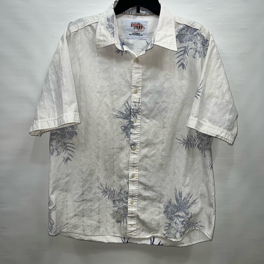 Cotton Reel Shirt Mens Extra Large Multicolor Short Sleeve 100% Cotton Floral
